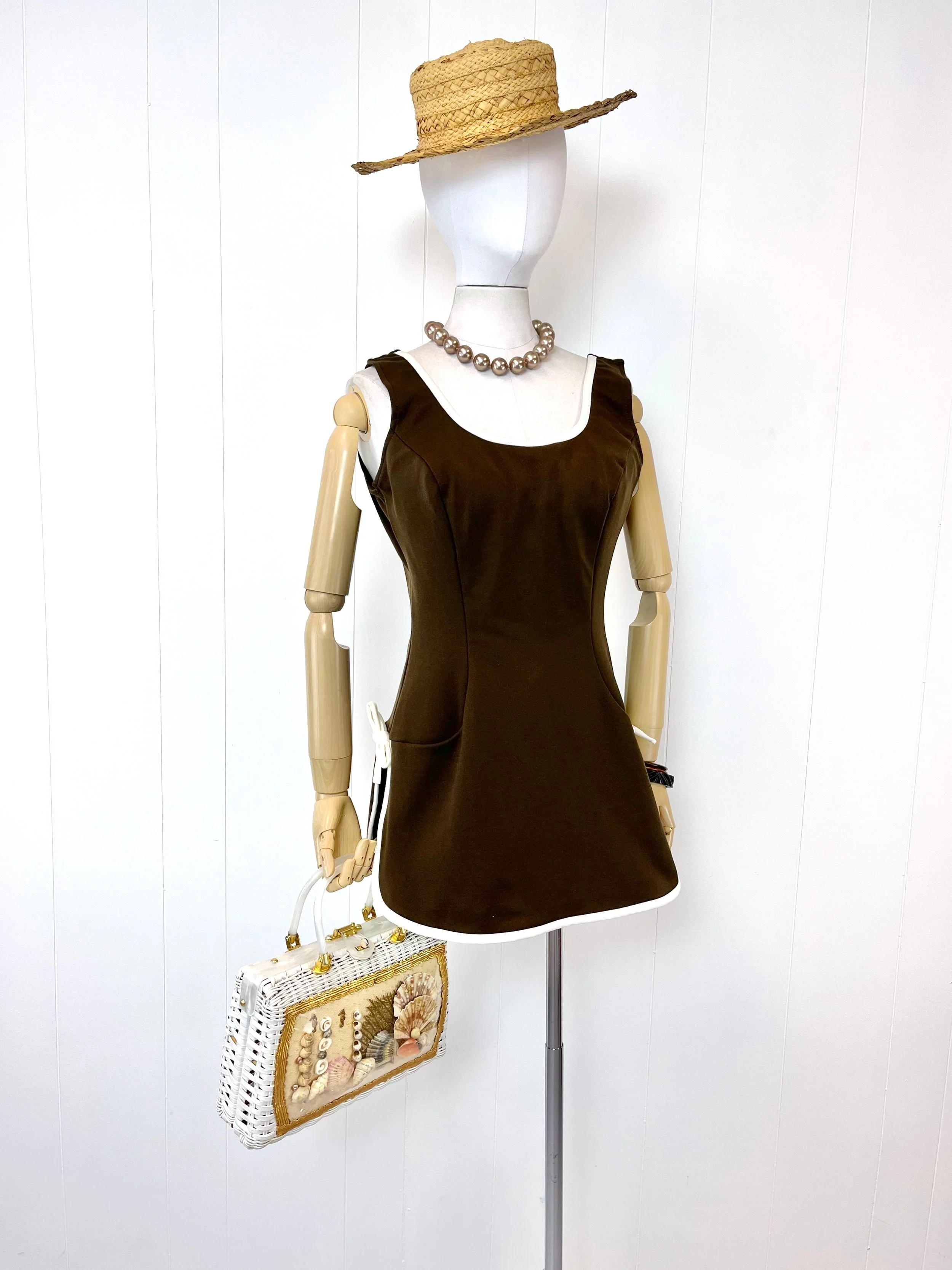 1960s Brown Carol Brent Montgomery Ward Bikini Two Piece Swimsuit